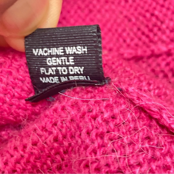 Alpaca Connection Pink Llama Fair Isle  Full Zip Cardigan Sweater M Alpaca Wool - Picture 9 of 11